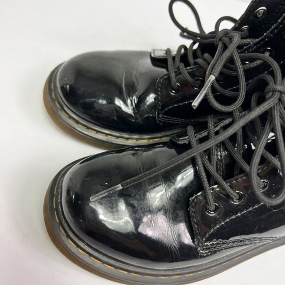 Dr. Martens Boots Girls 3 Black Patent Leather Lace Up Side Zip - Picture 6 of 12